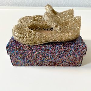 Size 10 Mini Melissa Campana Zig Zag Mixed Golden Glitter